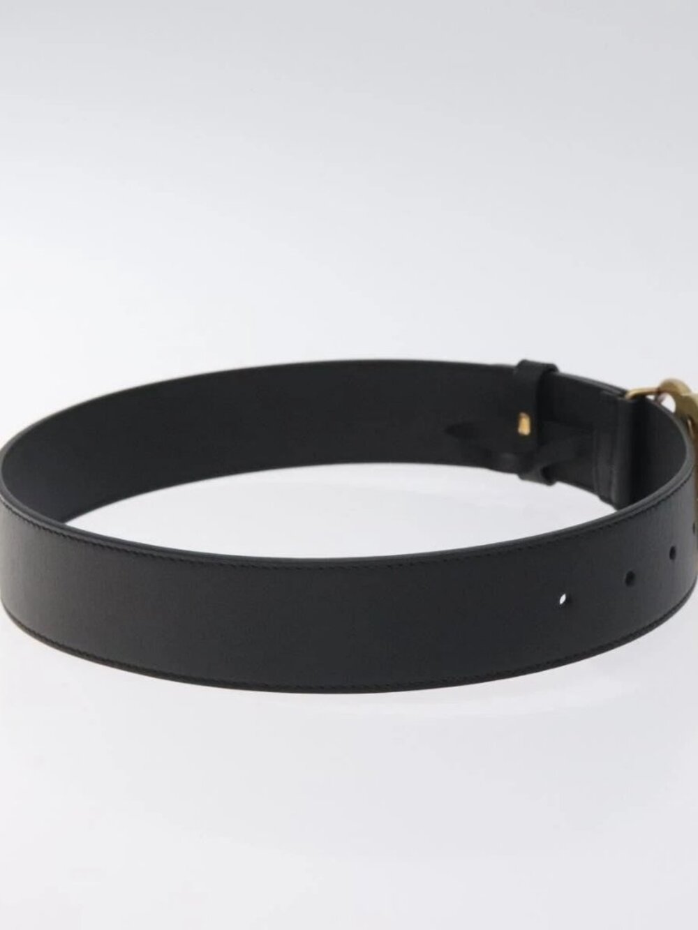 GUCCI GG Marmont Belt Leather 31.5" Black Gold 400593 Auth SW818M - Picture 5 of 11